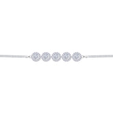 Asfour Crystal Box Chain Bracelet With Zircon Round Stones In 925 Sterling Silver-BD0307